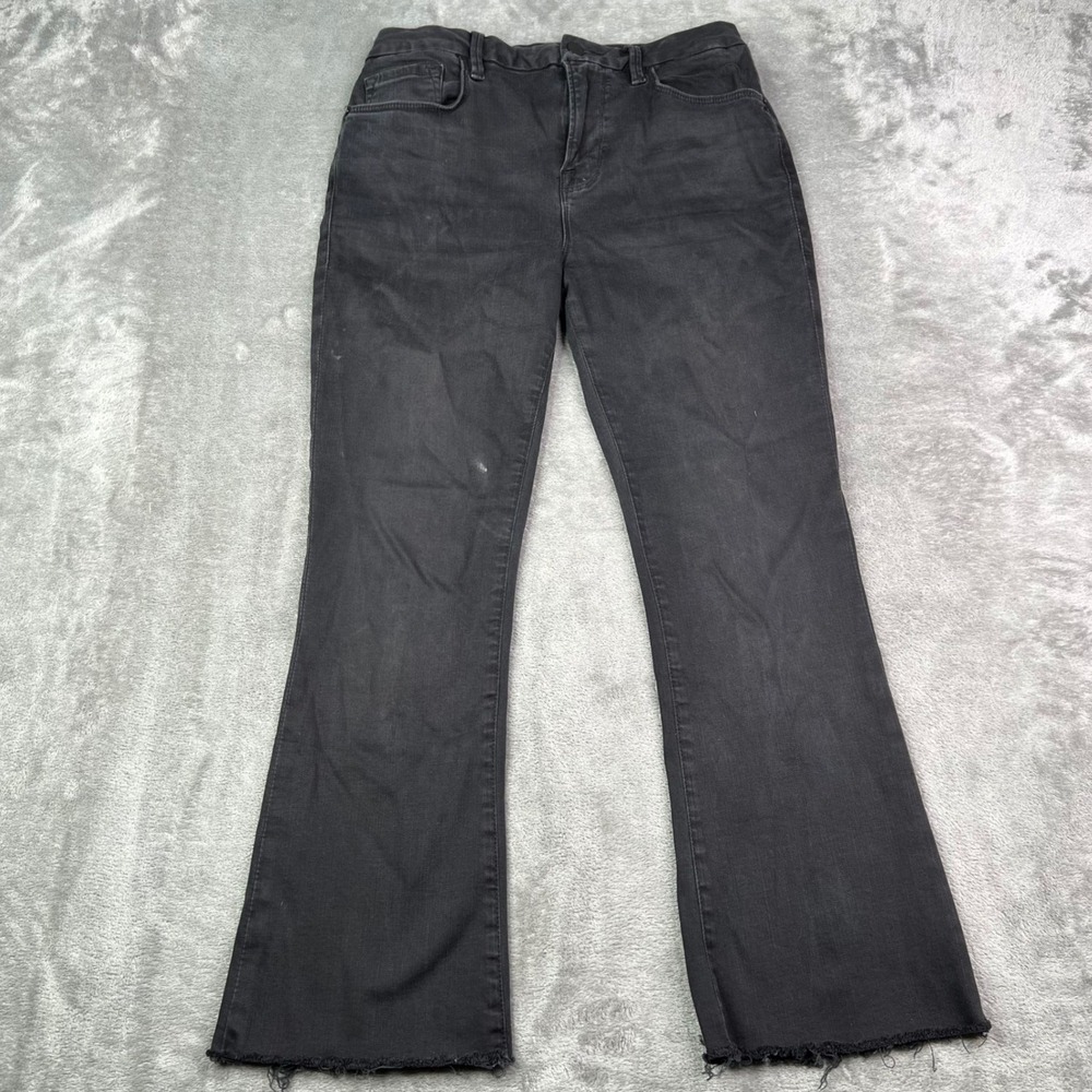 FRAME Le Crop Mini Boot Jeans Womens 28 Black Kerry Stretch Raw Hem Bootcut